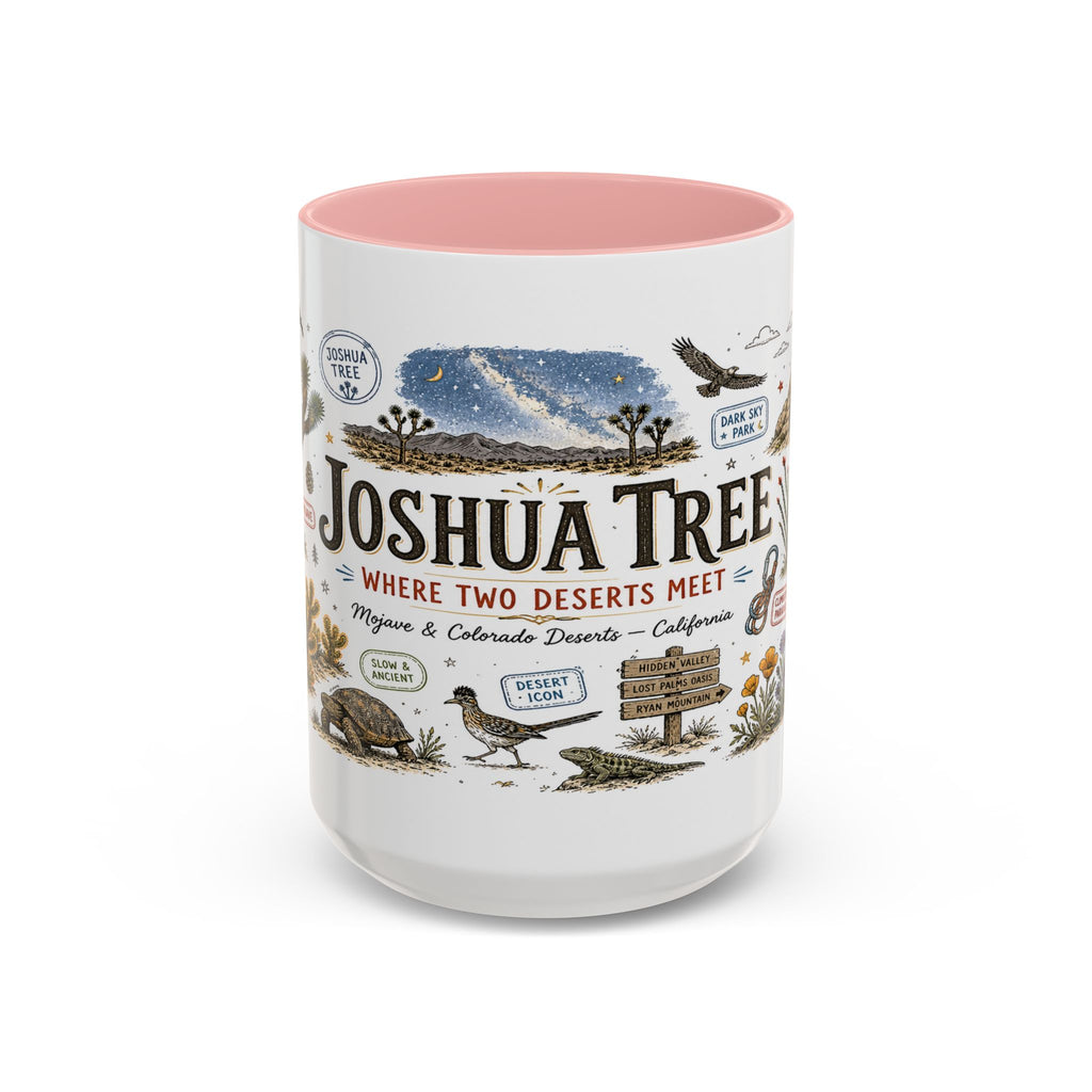 Joshua Tree Coffee Mug | National Park Desert Camping Gift | Accent Color Ceramic 11oz 15oz