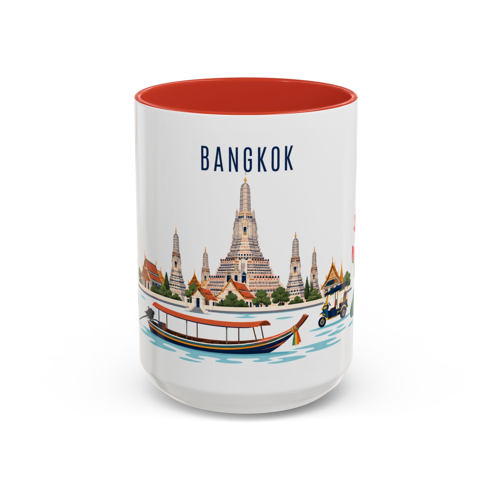 Bangkok Coffee Mug | Thailand Travel Souvenir | Porcelain Decal City Gift | 11oz 15oz Accent Mug