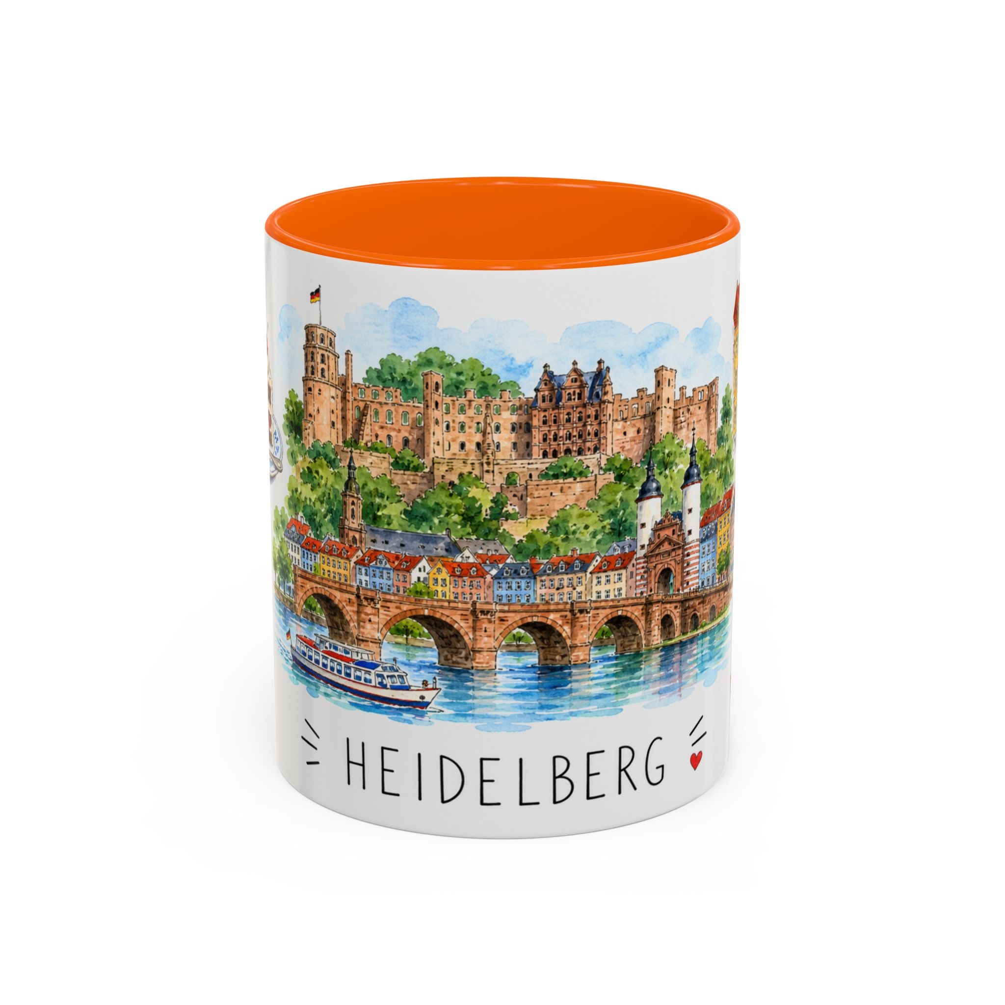 Heidelberg Illustrated Travel Mug | City Souvenir Accent Coffee Mug | 11oz 15oz Ceramic Cup