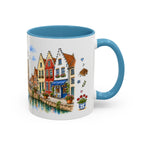 Bruges Illustrated Travel Mug | Belgium Souvenir Accent Coffee Mug | 11oz 15oz Ceramic Cup