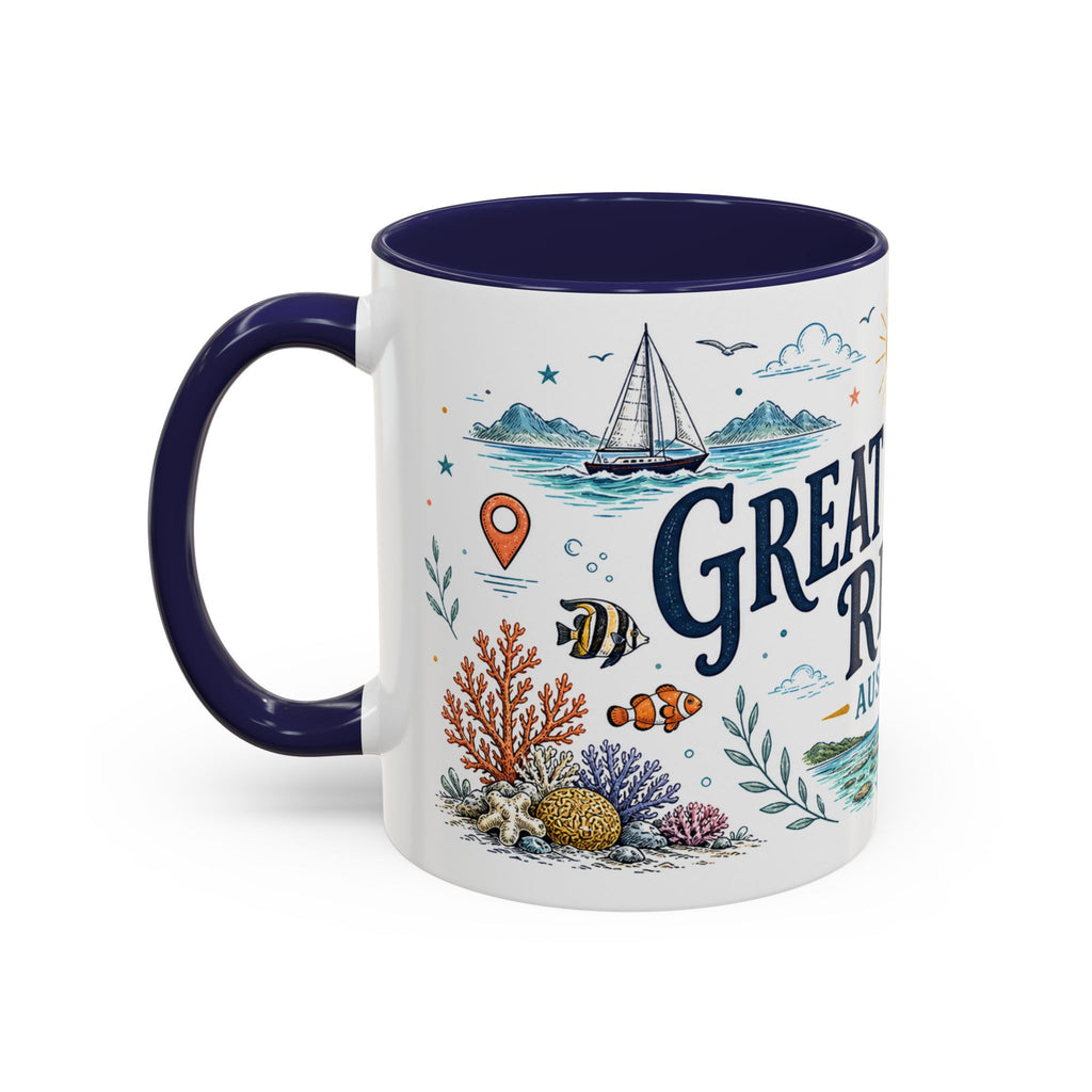 Great Barrier Reef Coffee Mug | Travel Destination Souvenir Gift | Accent Color Ceramic 11oz 15oz