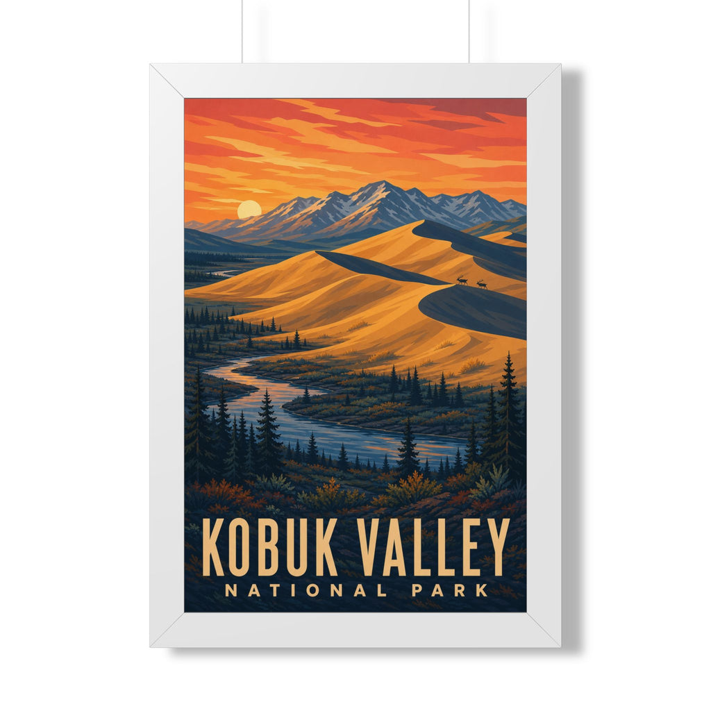 Kobuk Valley National Park Framed Poster | Vintage Travel Wall Art | Black Walnut White Frame | 16x24 20x30