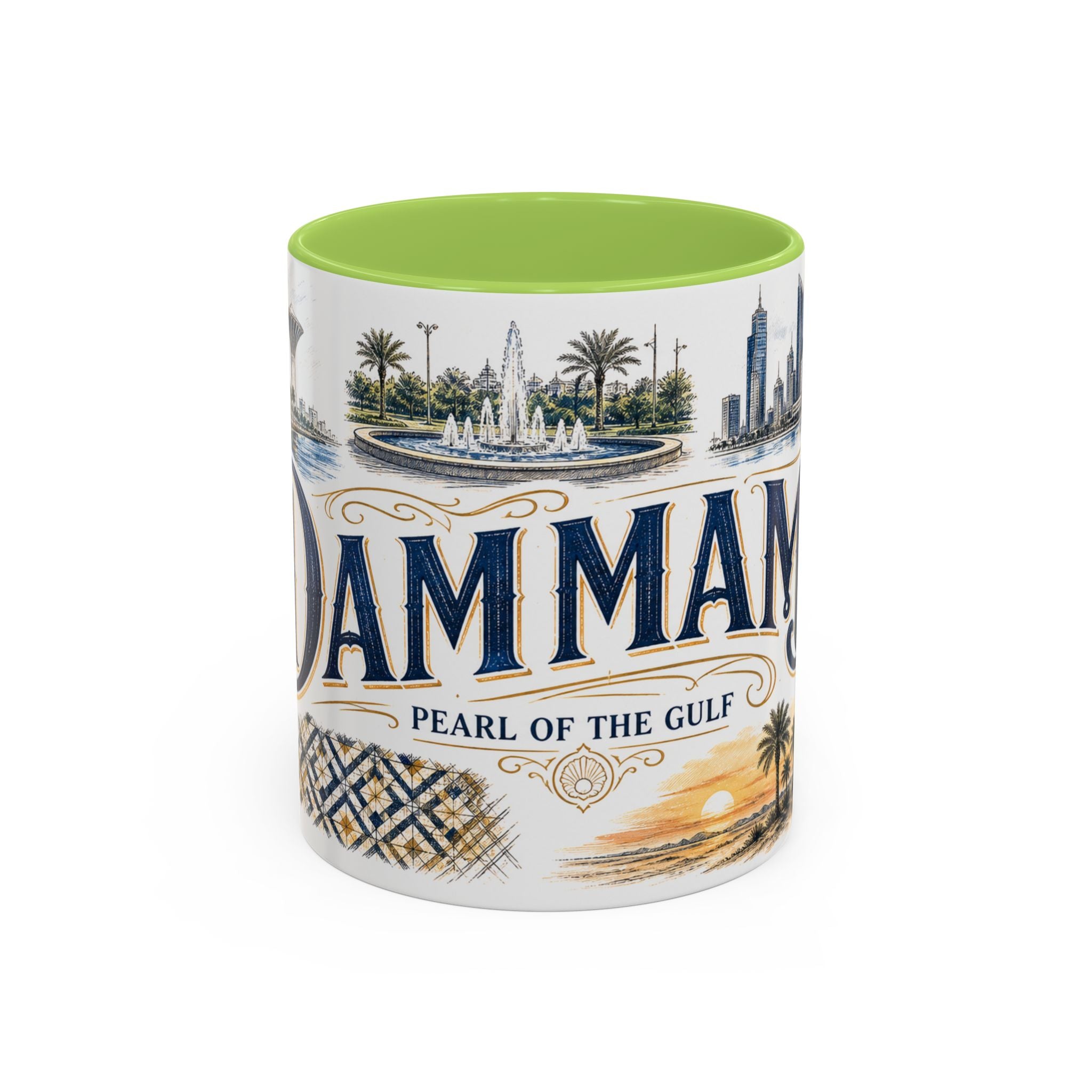 Dammam Coffee Mug | Saudi Arabia Travel Souvenir | Vintage Illustrated City Gift | 11 oz 15 oz Accent Mug