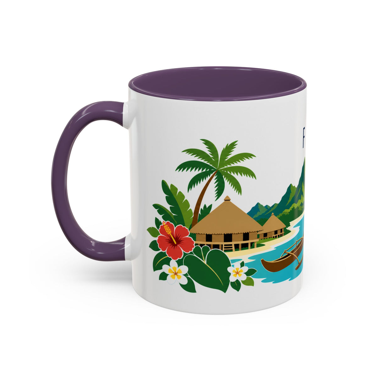 Fiji Coffee Mug | Travel Destination Souvenir Gift | Accent Color Ceramic 11oz 15oz