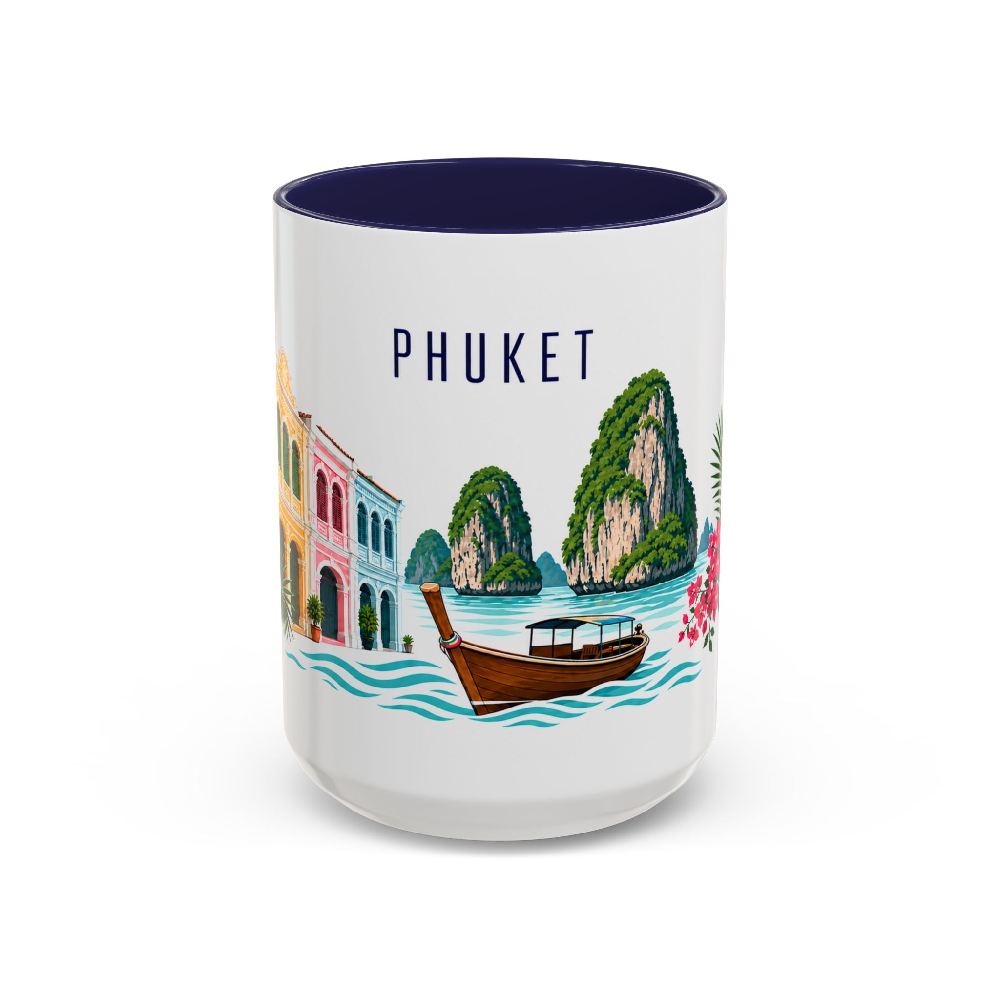 Phuket Coffee Mug | Thailand Travel Souvenir | Porcelain Decal City Gift | 11oz 15oz Accent Mug