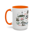 Seoul Coffee Mug | Korea Souvenir Travel Gift | Accent Color Ceramic 11oz 15oz