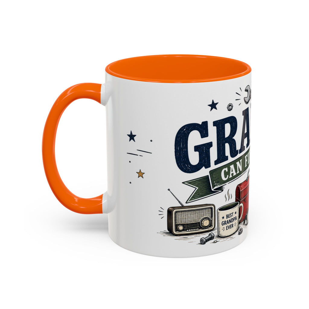 Grandpa Can Fix Anything Coffee Mug | Funny Gift From Grandkids | Accent Ceramic 11oz 15oz