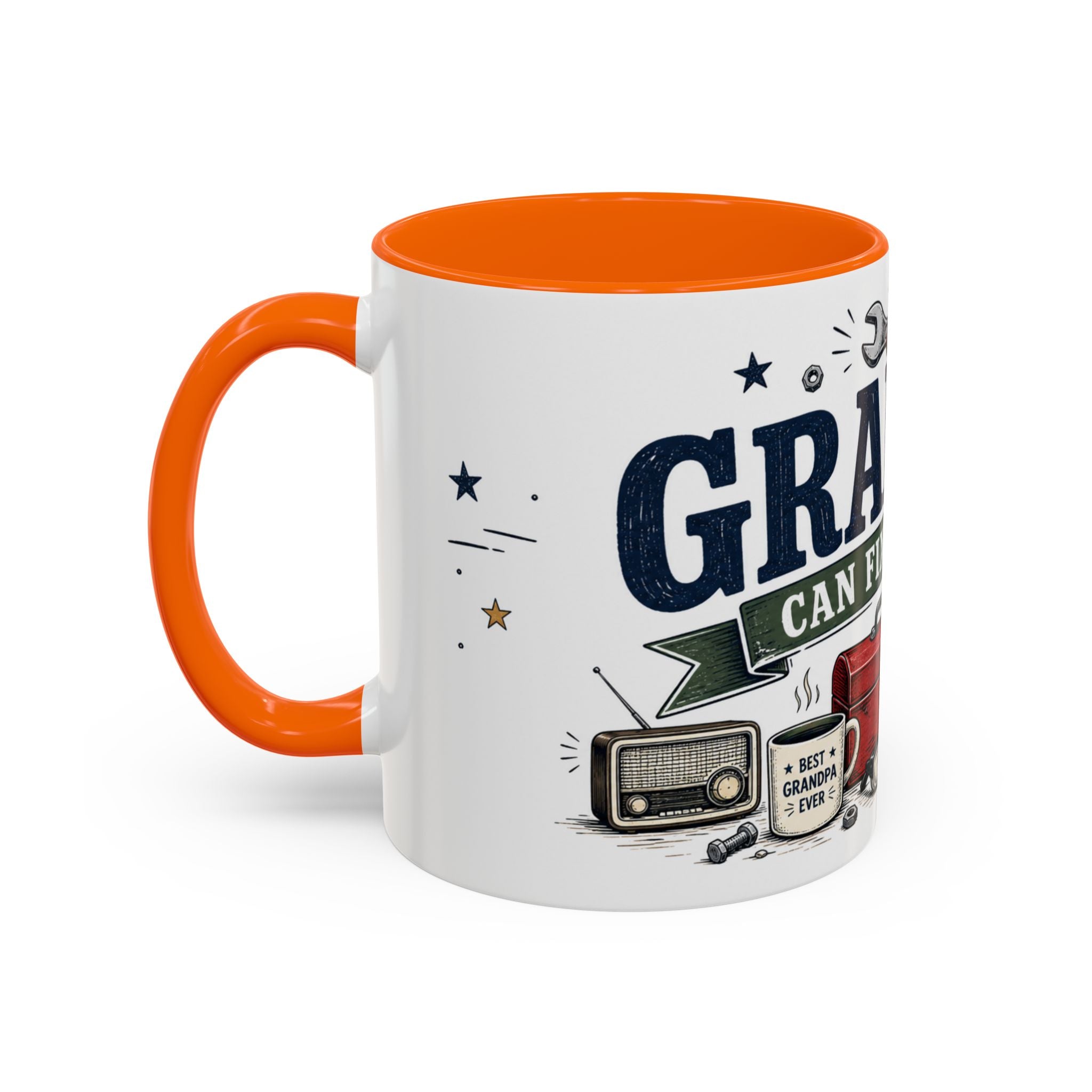 Grandpa Can Fix Anything Coffee Mug | Funny Gift From Grandkids | Accent Ceramic 11oz 15oz