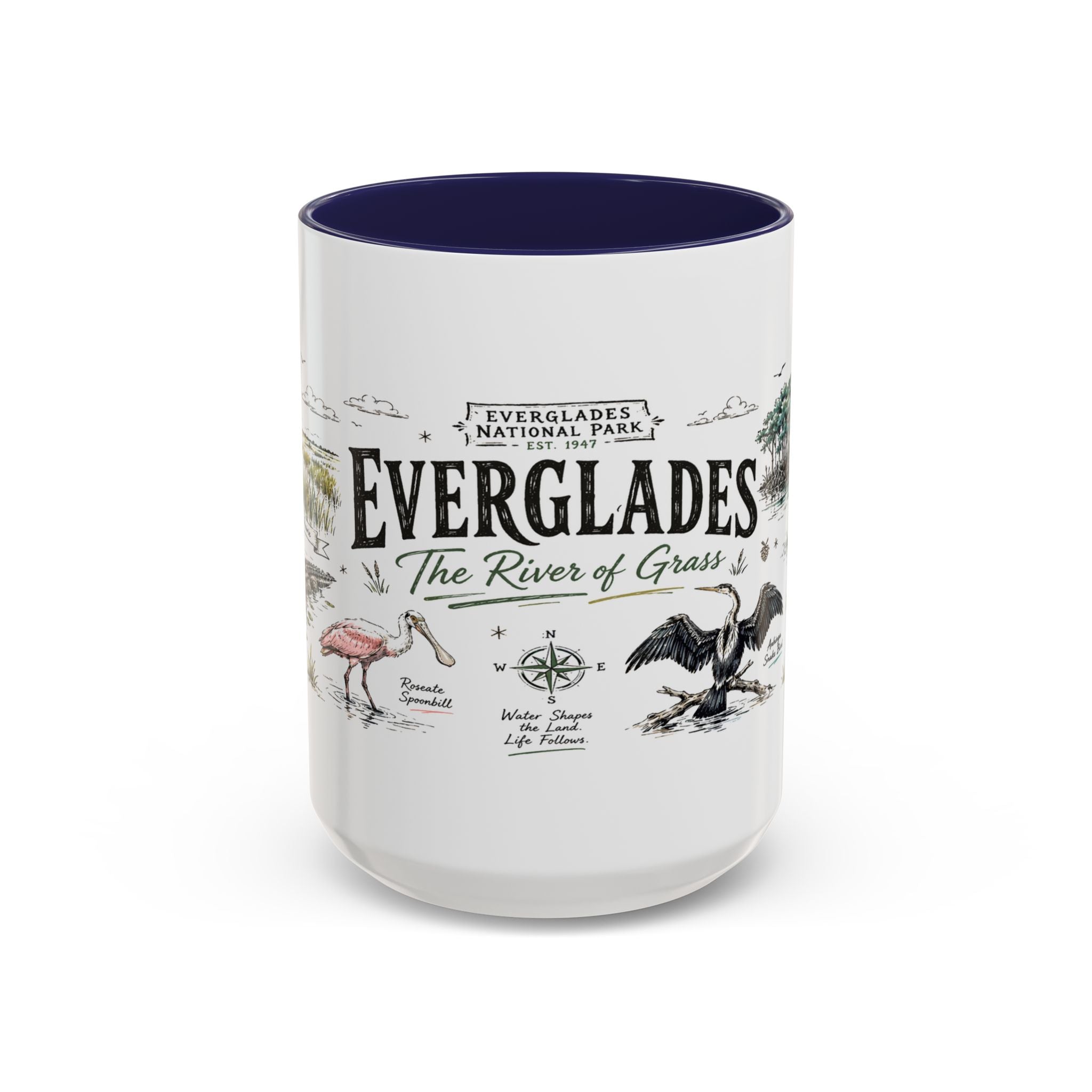 Everglades National Park Coffee Mug | Florida Wetlands Wildlife Kayak Gift | Accent Color Ceramic 11oz 15oz