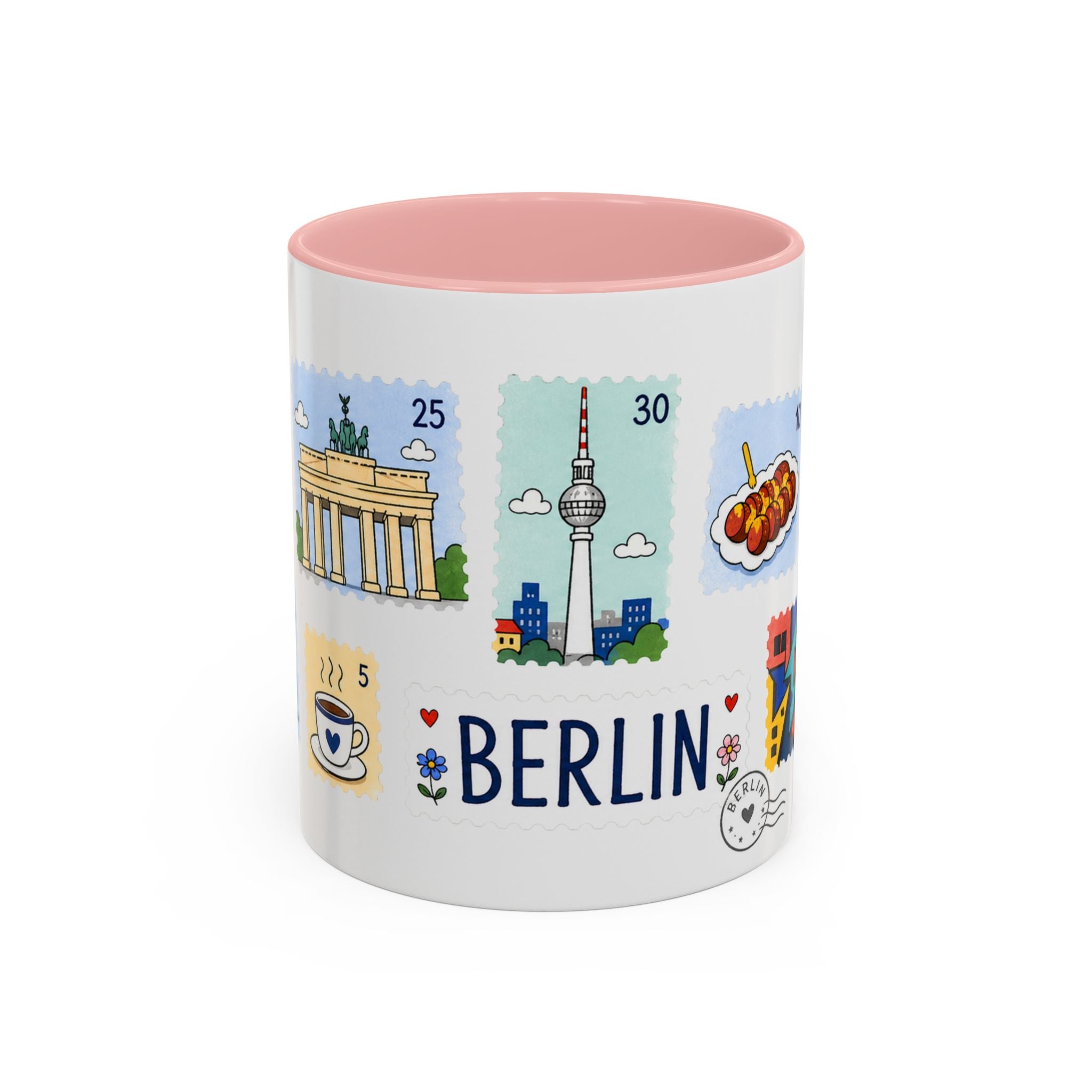 Berlin Coffee Mug | Postage Stamp Collage Mug | Travel Souvenir Accent Cup 11oz 15oz