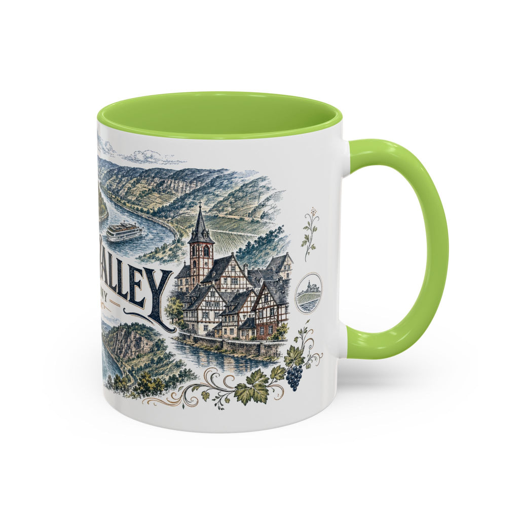 Rhine Valley Mug, Germany Travel Souvenir, Bucket List Gift, Accent Ceramic Coffee Mug 11oz 15oz
