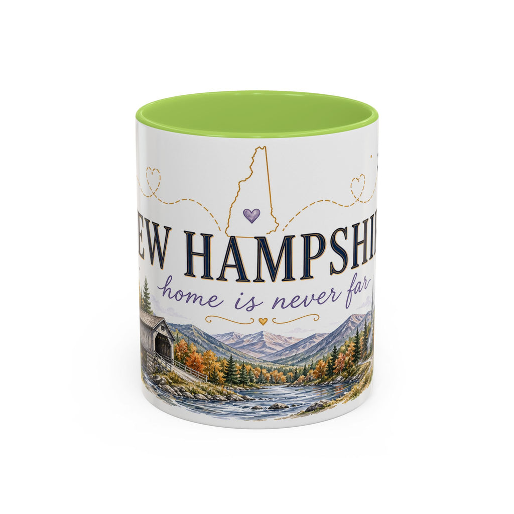 New Hampshire State Map Mug | Botanical Accents, Mountain Landscape Coffee Cup