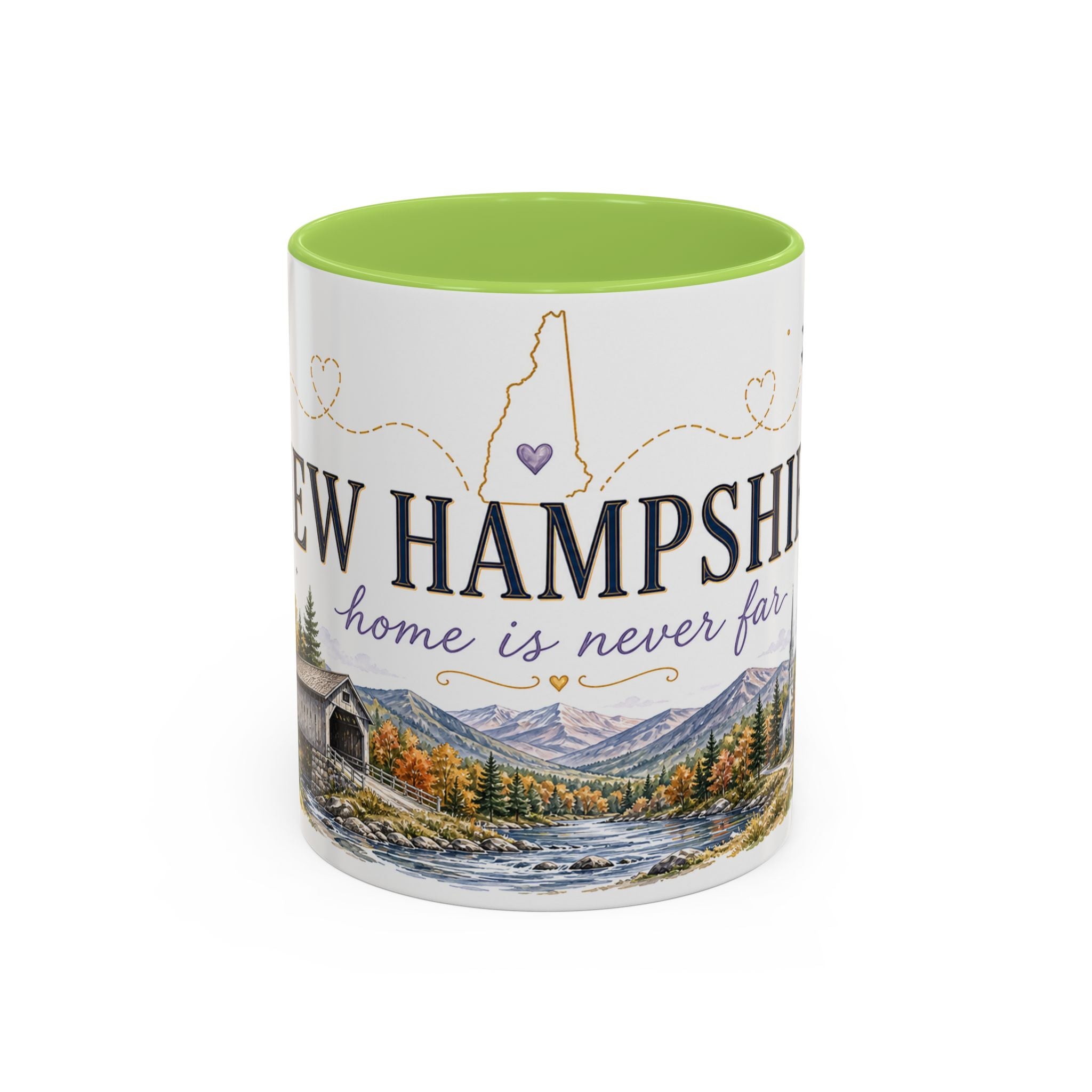 New Hampshire State Map Mug | Botanical Accents, Mountain Landscape Coffee Cup