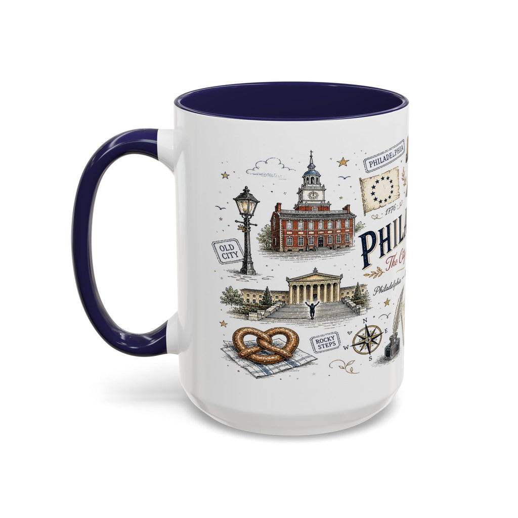Philadelphia Coffee Mug | Pennsylvania Souvenir City Gift | Accent Color Ceramic 11oz 15oz