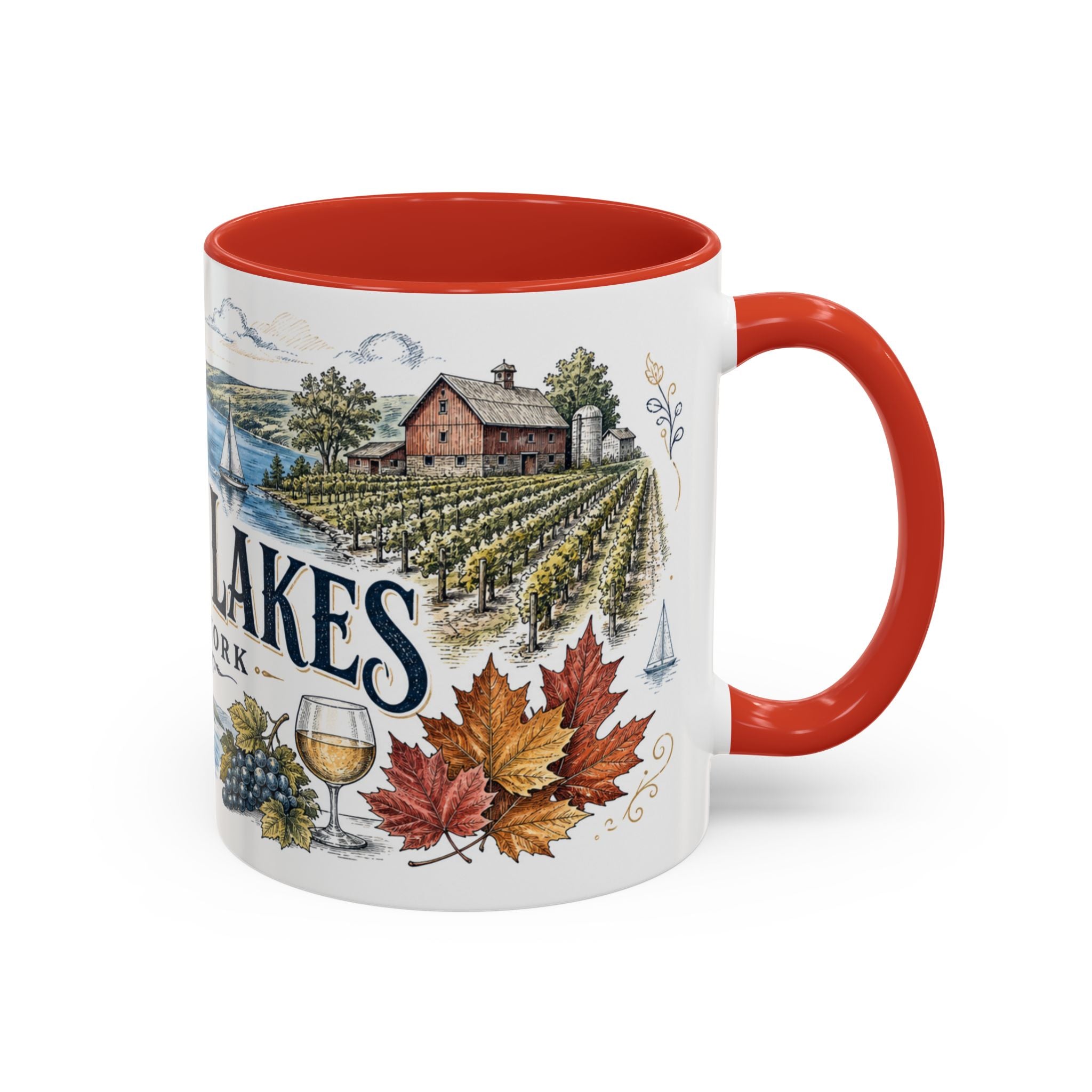 Finger Lakes Mug, New York Travel Souvenir, Bucket List Gift, Accent Ceramic Coffee Mug 11oz 15oz