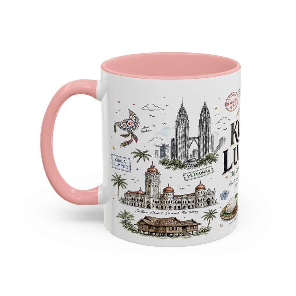 Kuala Lumpur Coffee Mug | Malaysia Souvenir Travel Gift | Accent Color Ceramic 11oz 15oz