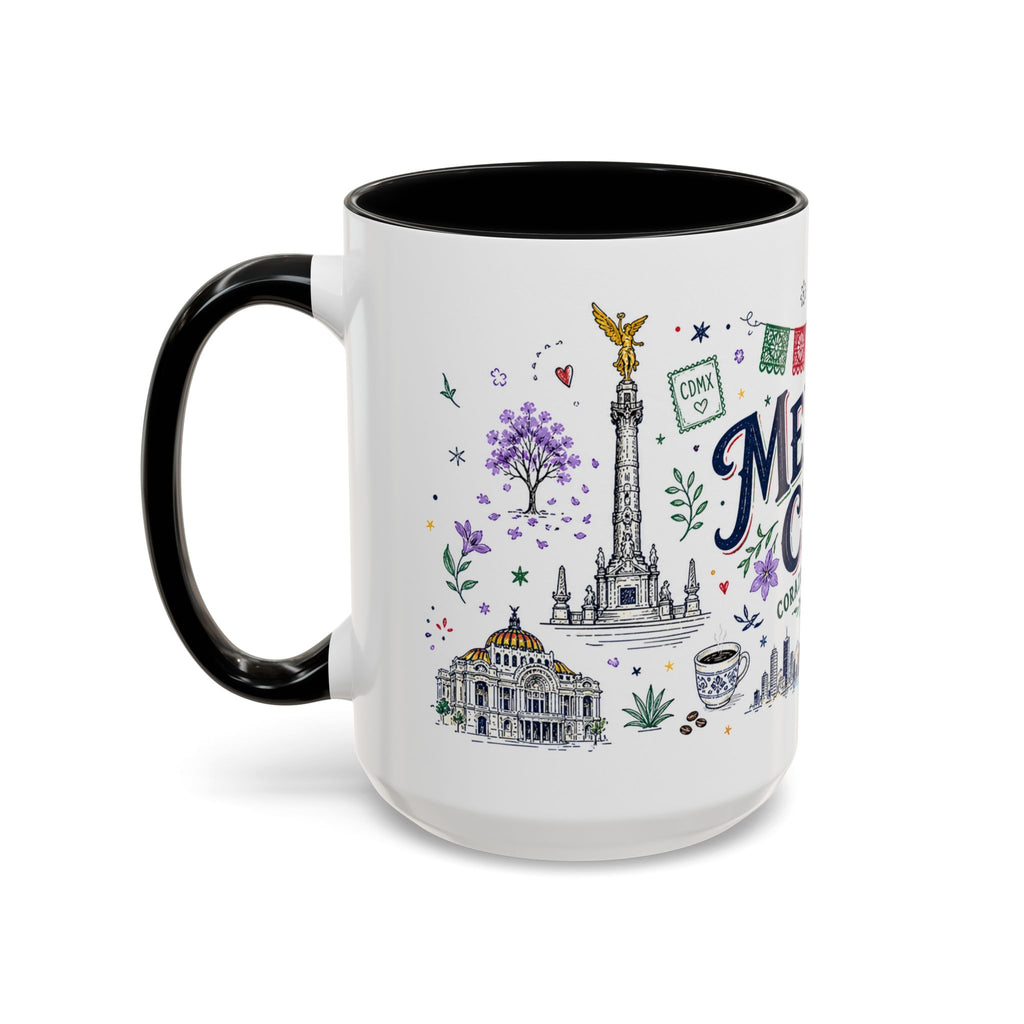 Mexico City Coffee Mug | Mexico Souvenir Travel Gift | Accent Color Ceramic 11oz 15oz