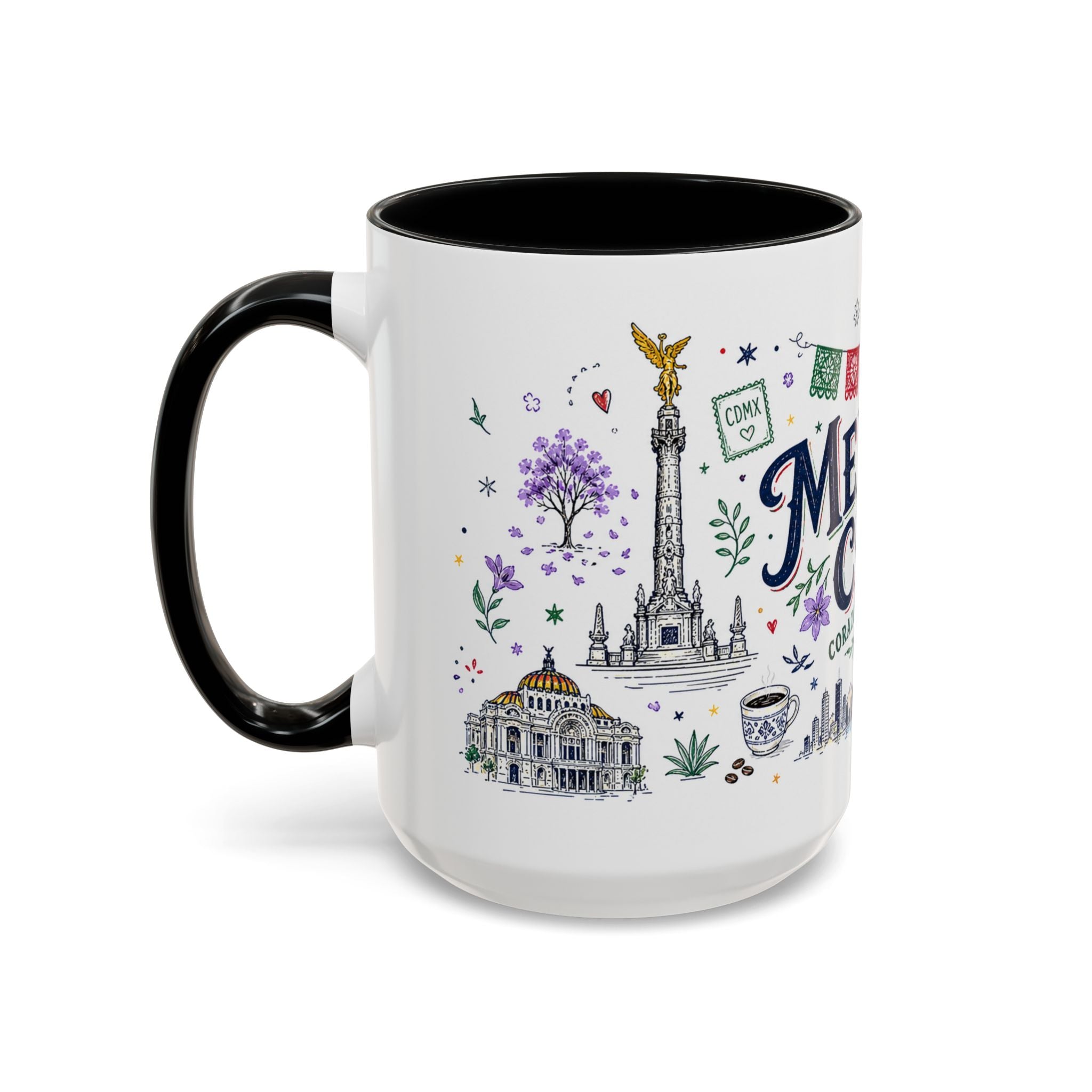 Mexico City Coffee Mug | Mexico Souvenir Travel Gift | Accent Color Ceramic 11oz 15oz