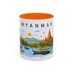 Myanmar Coffee Mug | Travel Souvenir Accent Mug | Place Gift Ceramic Cup 11oz 15oz