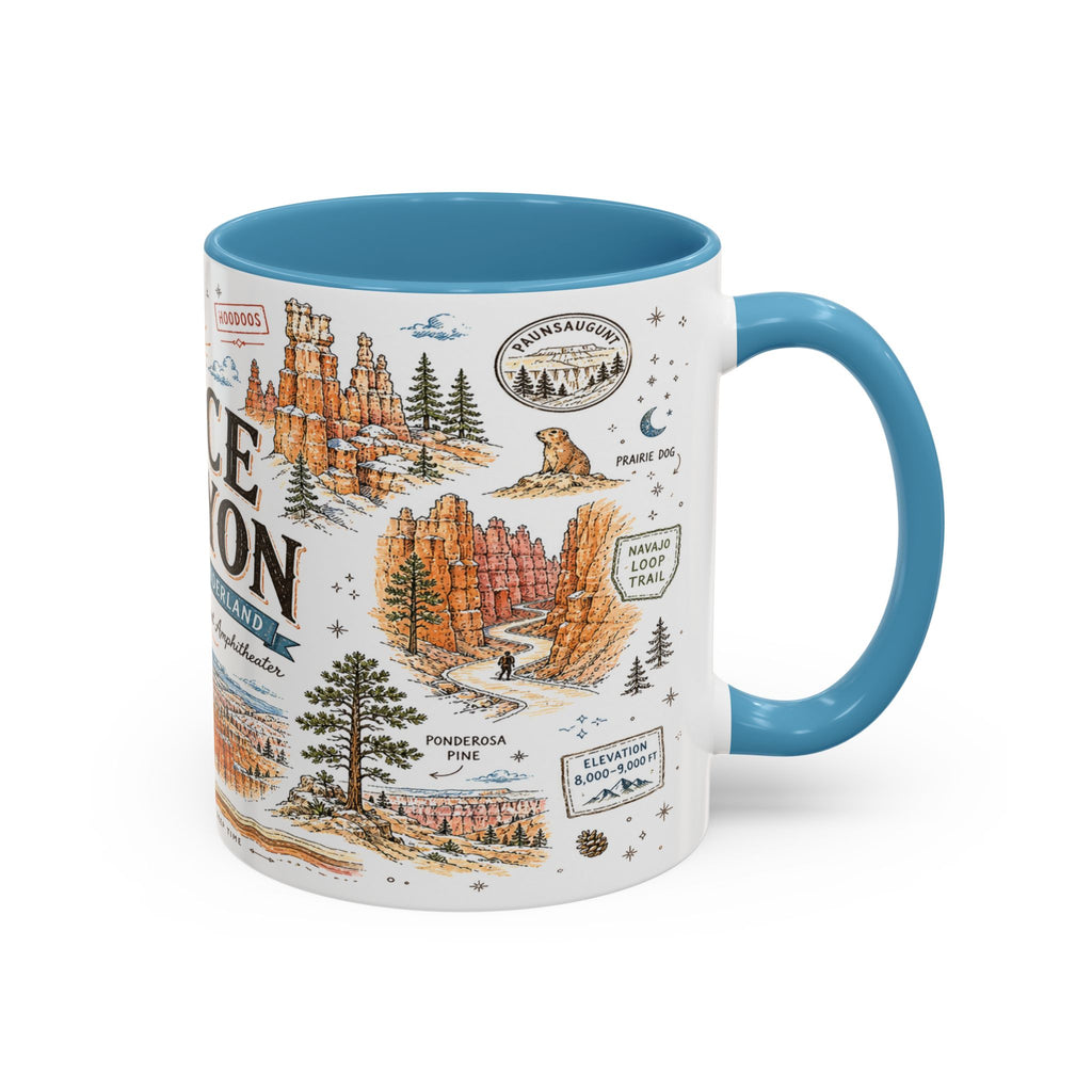 Bryce Canyon Coffee Mug | National Park Hiking Utah Gift | Accent Color Ceramic 11oz 15oz