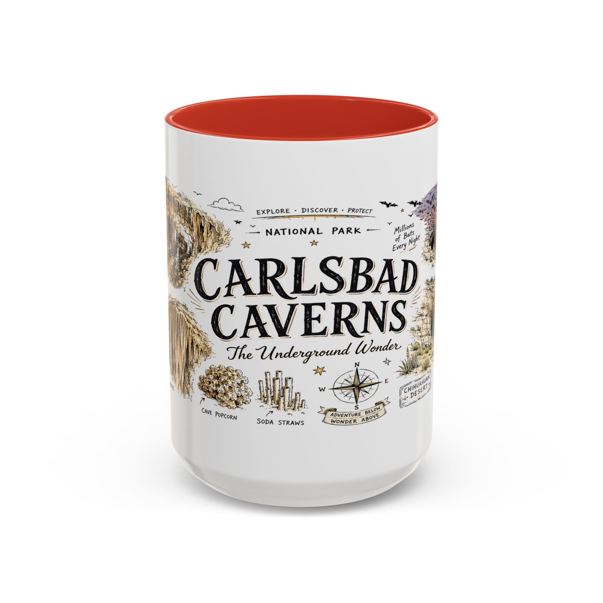 Carlsbad Caverns National Park Coffee Mug | New Mexico Cave Exploration Bat Gift | Accent Color Ceramic 11oz 15oz