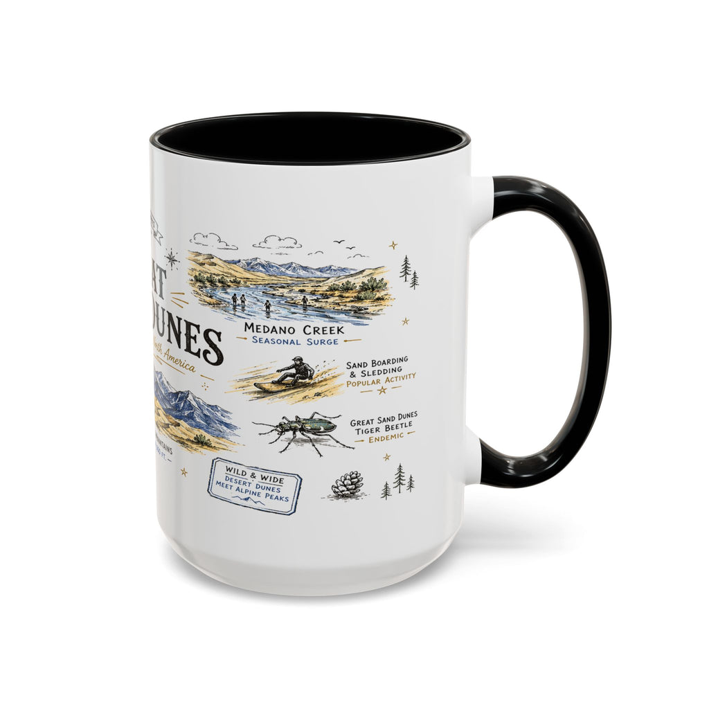 Great Sand Dunes National Park Coffee Mug | Colorado Desert Mountain Dunes Gift | Accent Color Ceramic 11oz 15oz