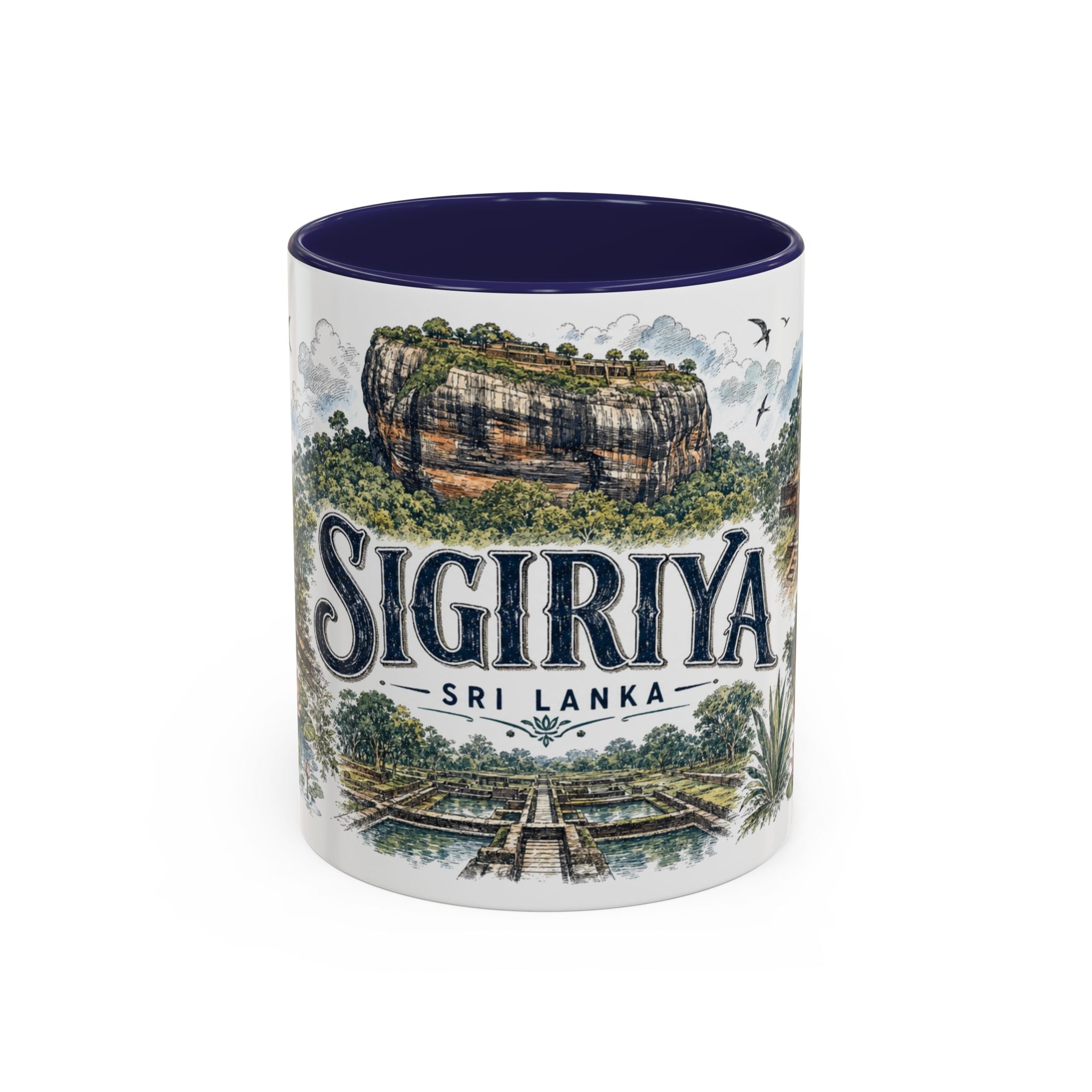 Sigiriya Mug, Sri Lanka Travel Souvenir, Bucket List Gift, Accent Ceramic Coffee Mug 11oz 15oz