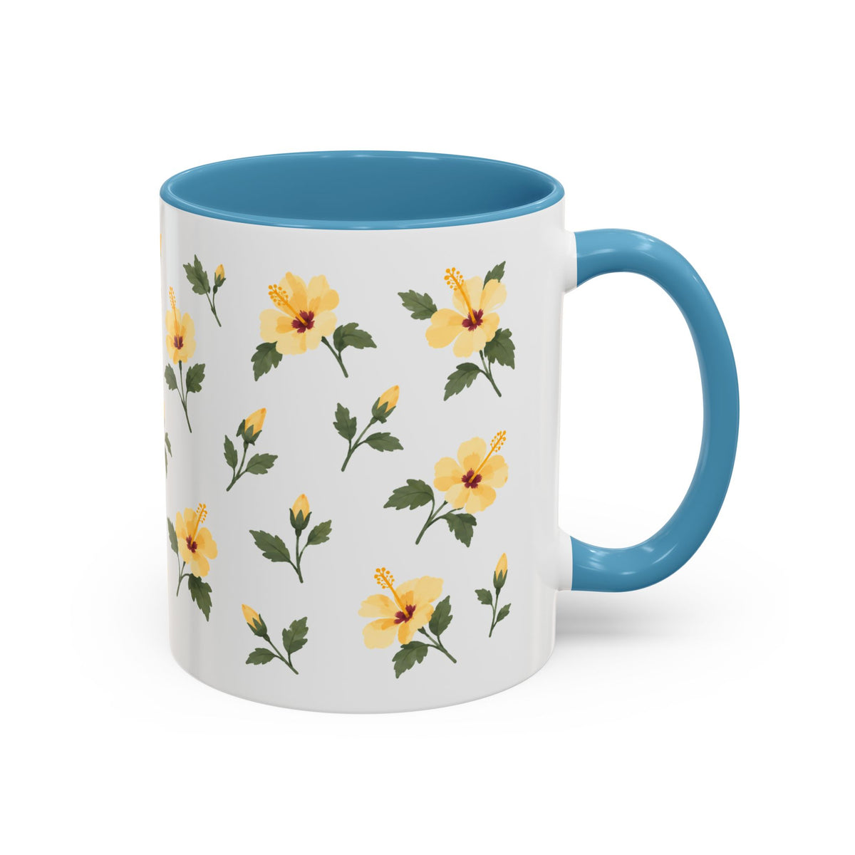 Hawaii Yellow hibiscus Mug, State Flower Floral Coffee Cup, 11oz Botanical Gift