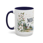 Michigan State Map Mug | Botanical Accents, Lakes Art | Homesick Gift