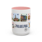 Philadelphia Coffee Mug | Postage Stamp Collage Mug | Travel Souvenir Accent Cup 11oz 15oz