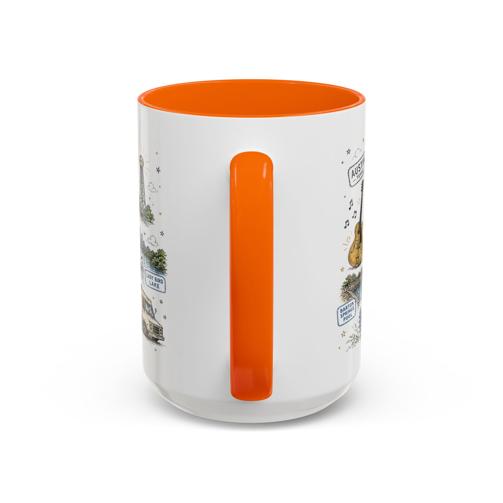 Austin Coffee Mug | Texas Souvenir City Gift | Accent Color Ceramic 11oz 15oz