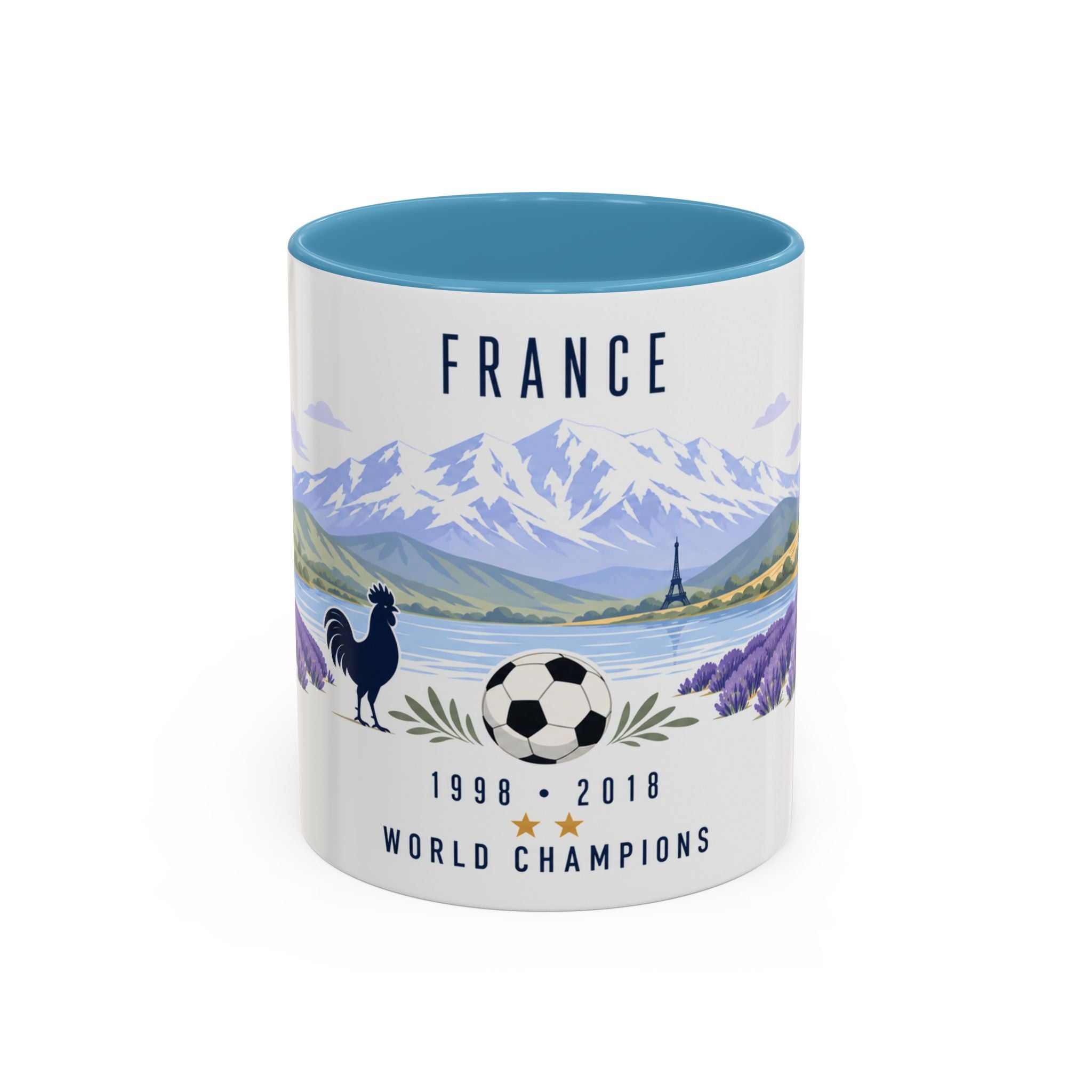 France World Champions Mug | Two Time Soccer Champion Gift | French Football Fan Cup | 1998 2018 | 11oz 15oz Accent Mug