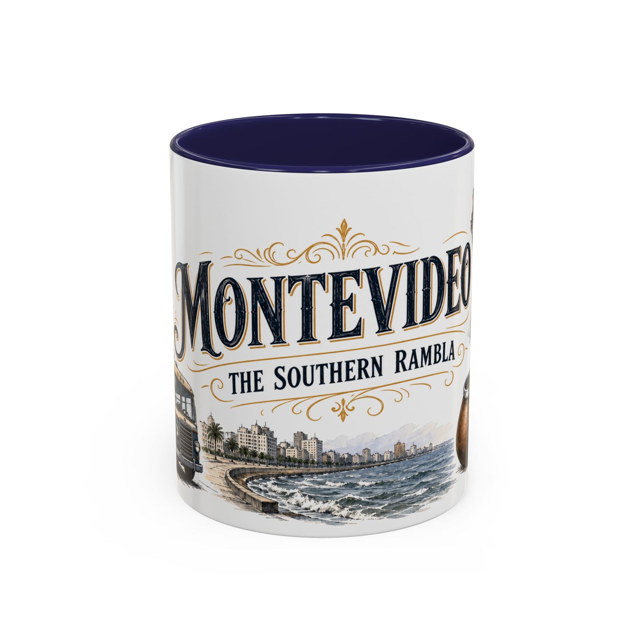 Montevideo Coffee Mug | Uruguay Travel Souvenir | Vintage Illustrated City Gift | 11 oz 15 oz Accent Mug