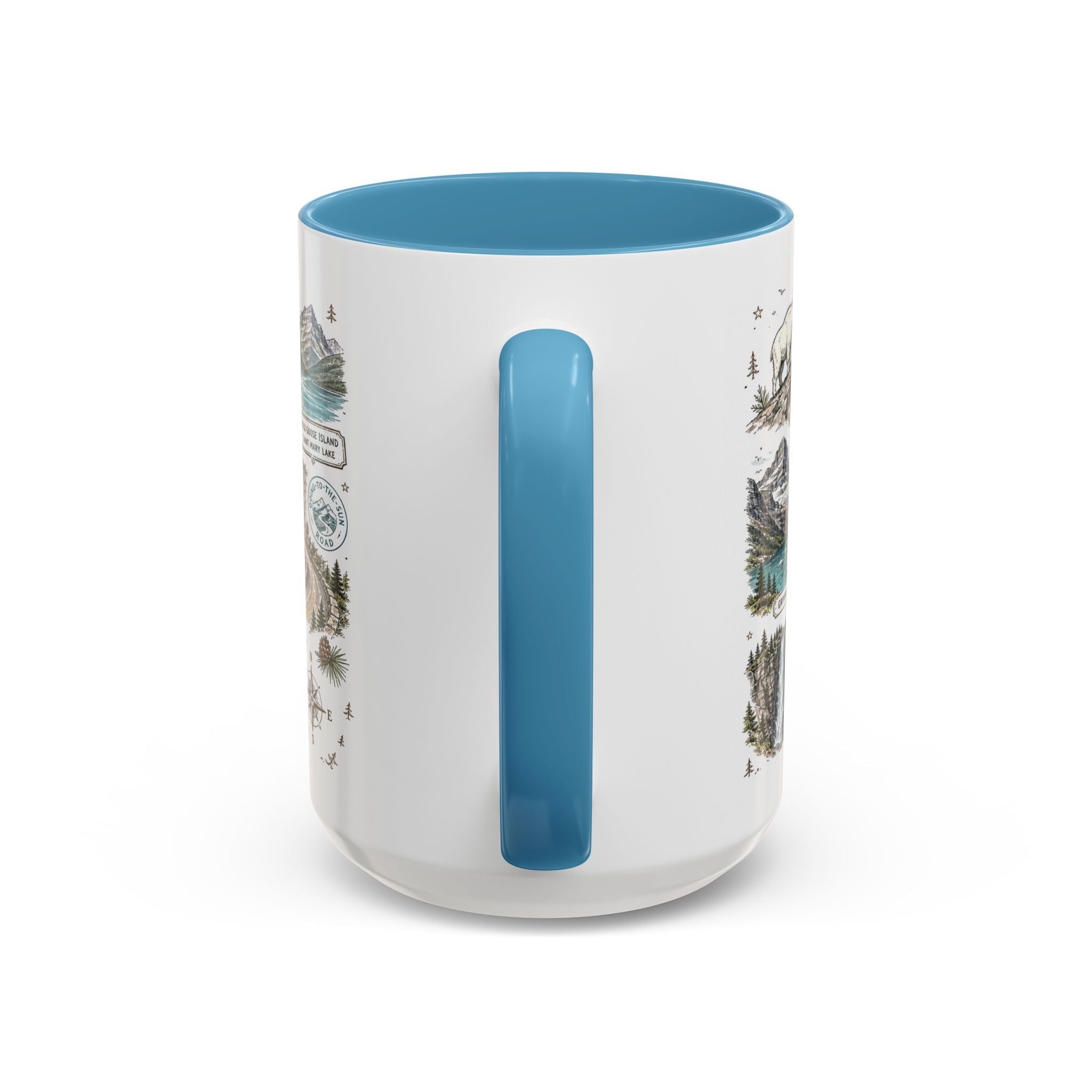 Glacier Coffee Mug | National Park Hiking Montana Gift | Accent Color Ceramic 11oz 15oz