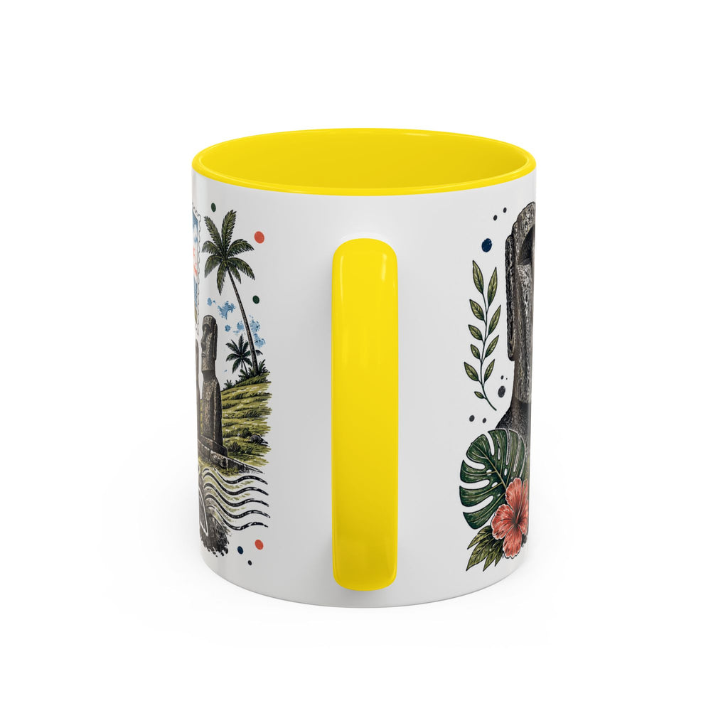 Easter Island Coffee Mug | Travel Destination Souvenir Gift | Accent Color Ceramic 11oz 15oz