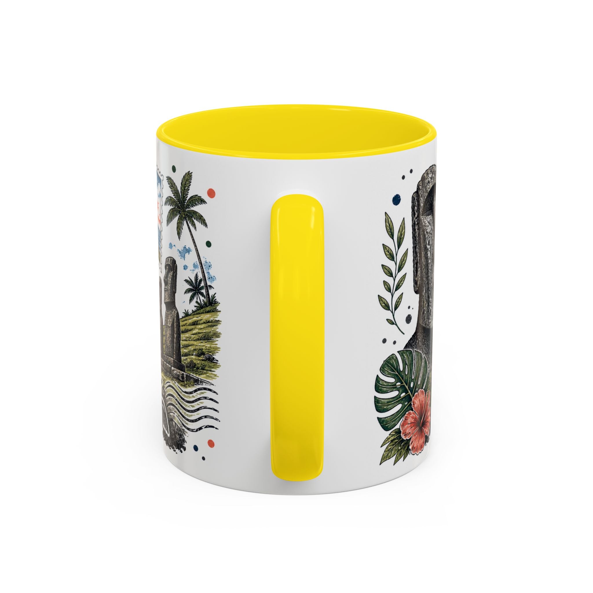 Easter Island Coffee Mug | Travel Destination Souvenir Gift | Accent Color Ceramic 11oz 15oz