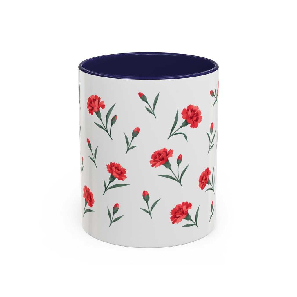 Ohio Scarlet Carnation Mug, State Flower Floral Coffee Cup, 11oz Botanical Gift