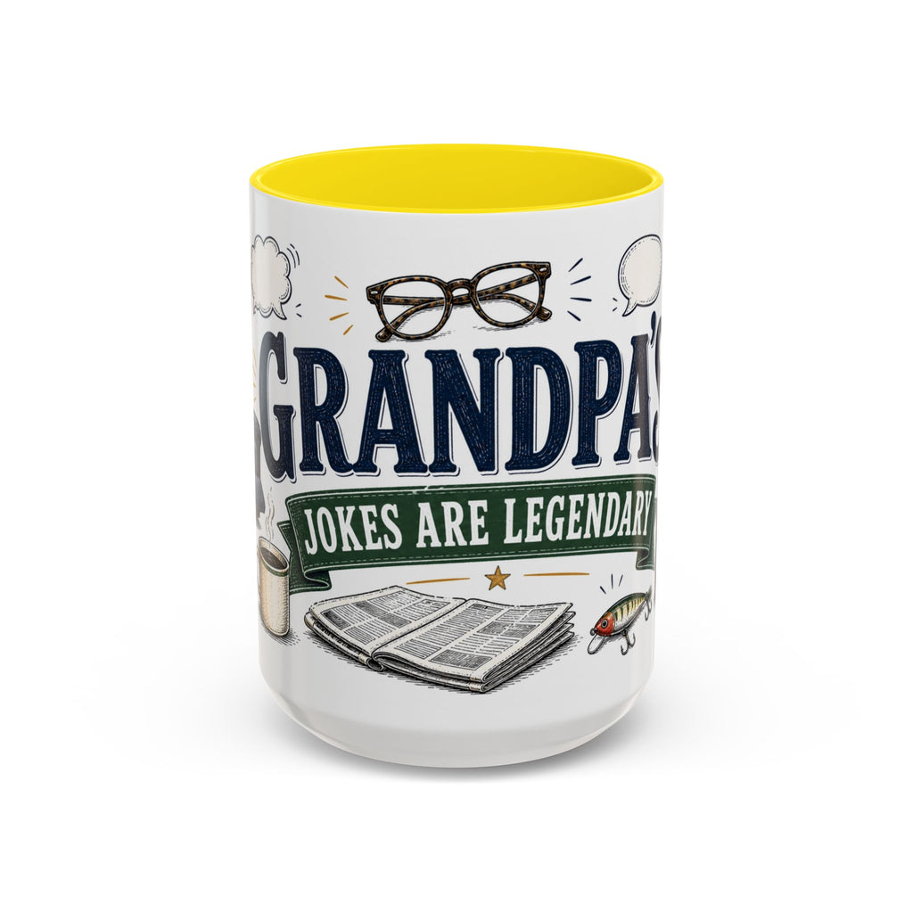 Grandpa's Jokes Are Legendary Coffee Mug | Funny Gift From Grandkids | Accent Ceramic 11oz 15oz
