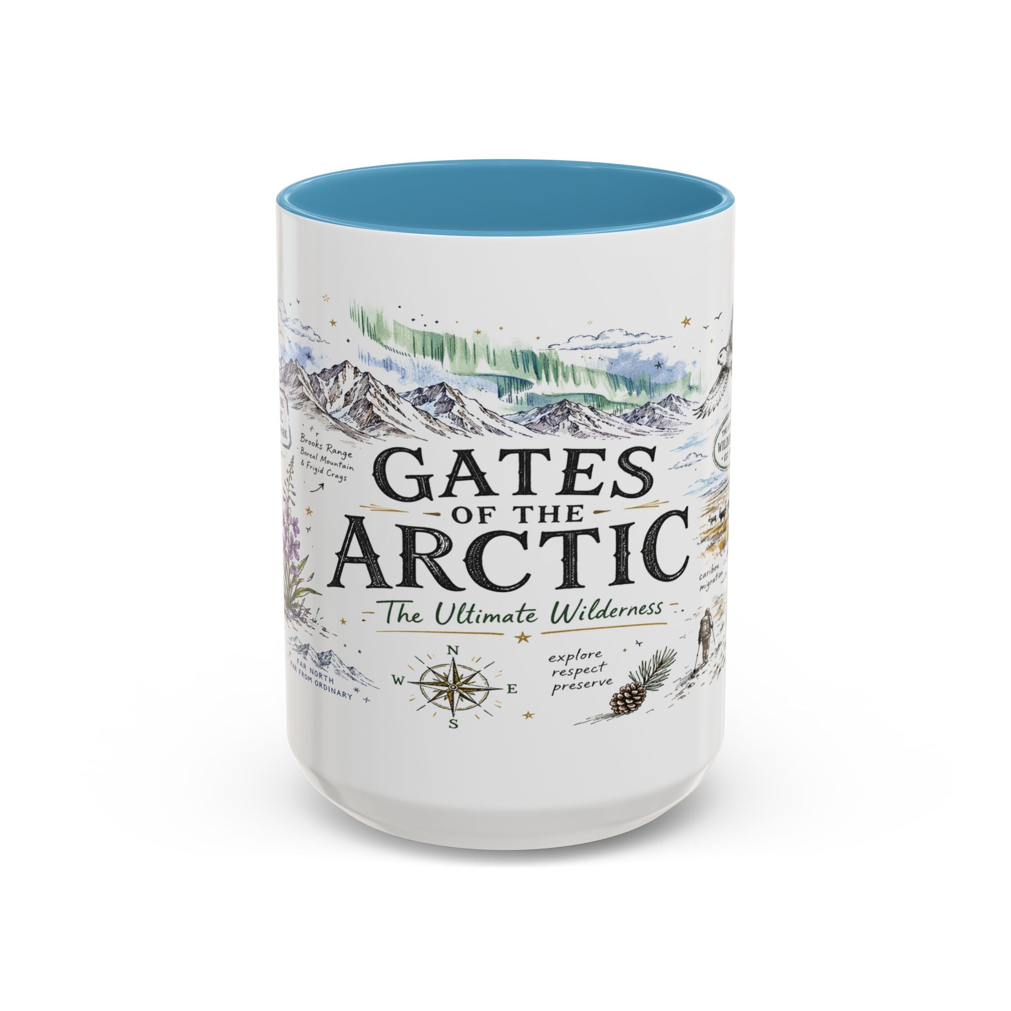 Gates of the Arctic National Park Coffee Mug | Alaska Arctic Wilderness Gift | Accent Color Ceramic 11oz 15oz