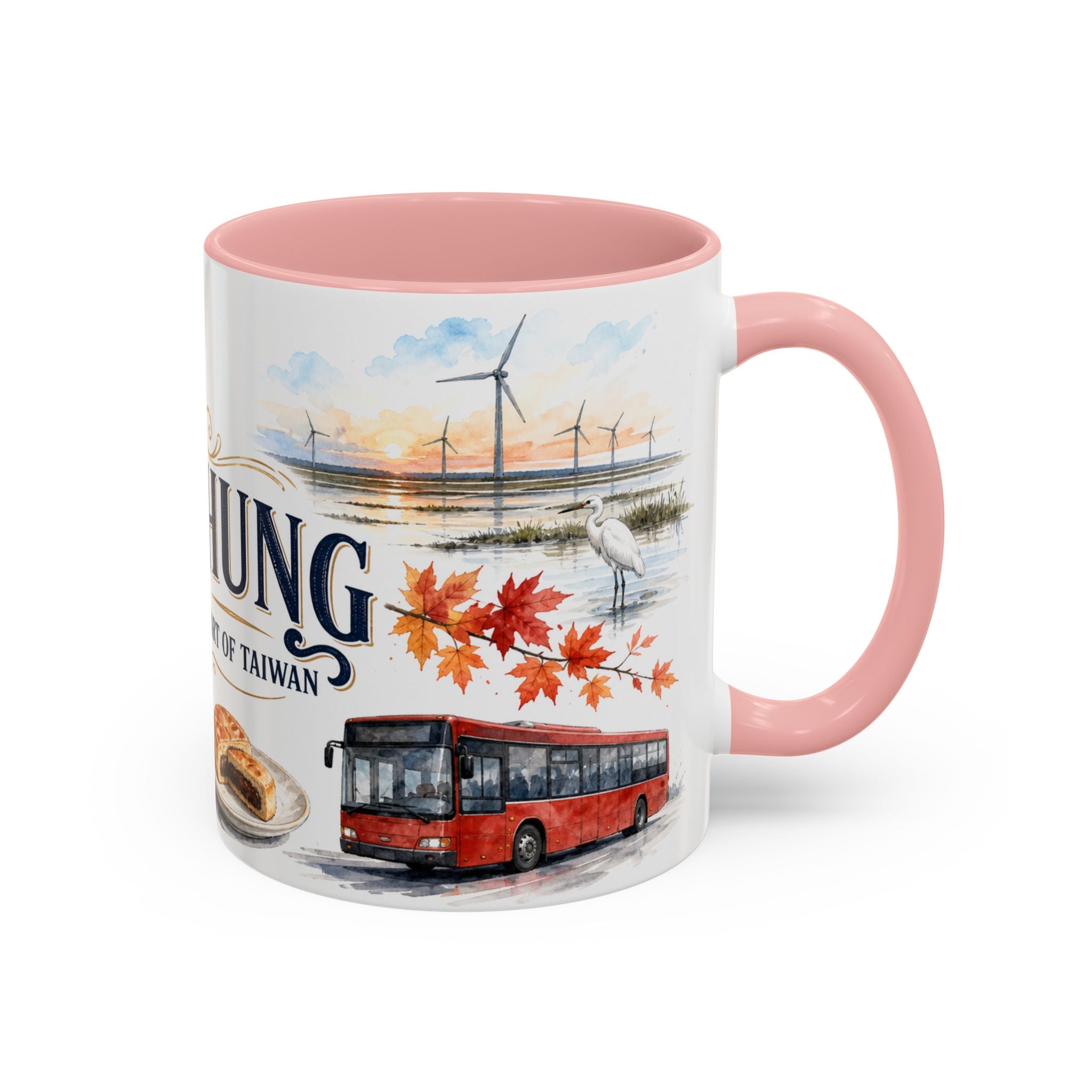 Taichung Coffee Mug | Taiwan Travel Souvenir | Vintage Illustrated City Gift | 11 oz 15 oz Accent Mug