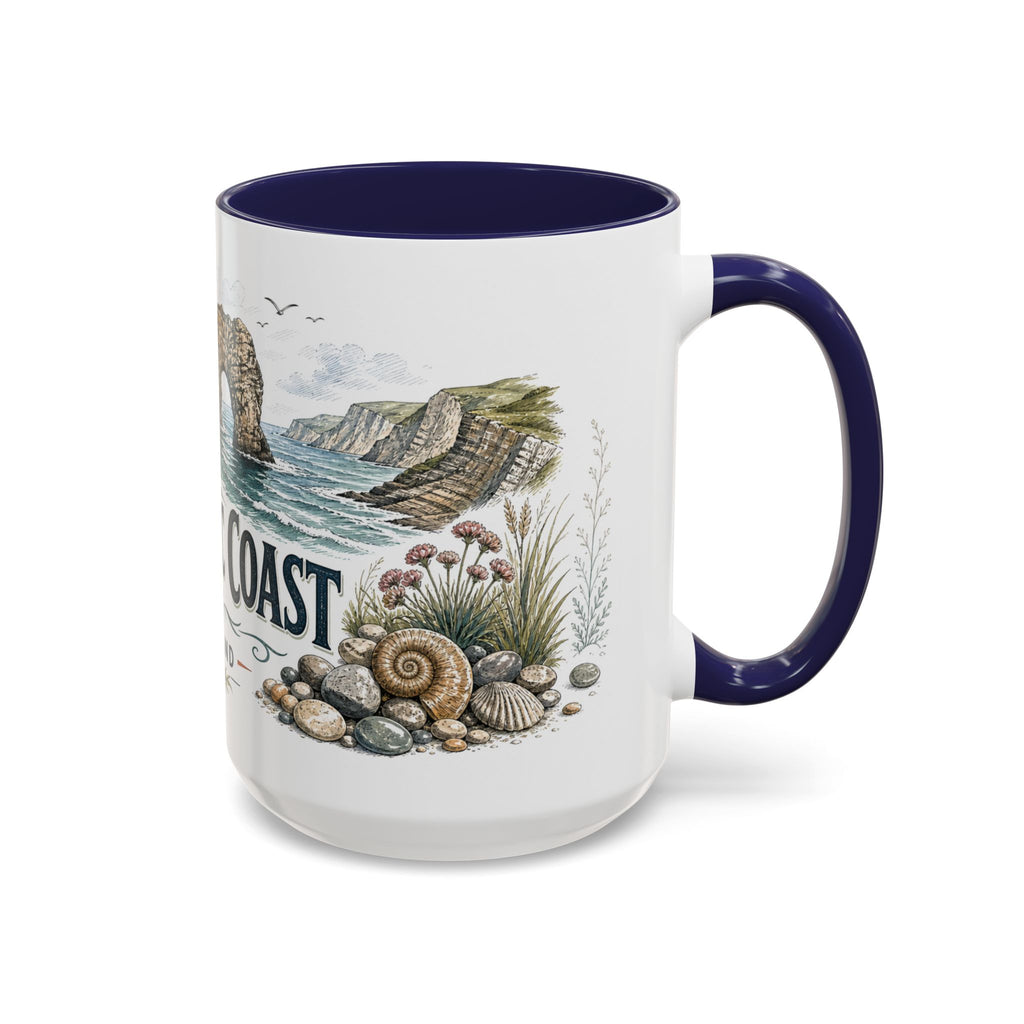 Jurassic Coast Mug, England Travel Souvenir, Bucket List Gift, Accent Ceramic Coffee Mug 11oz 15oz
