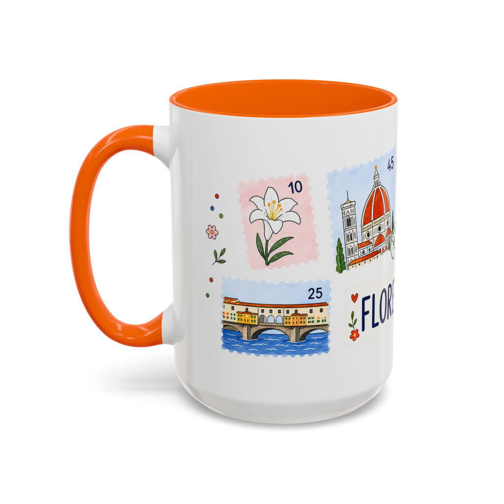 Florence Coffee Mug | Postage Stamp Collage Mug | Travel Souvenir Accent Cup 11oz 15oz