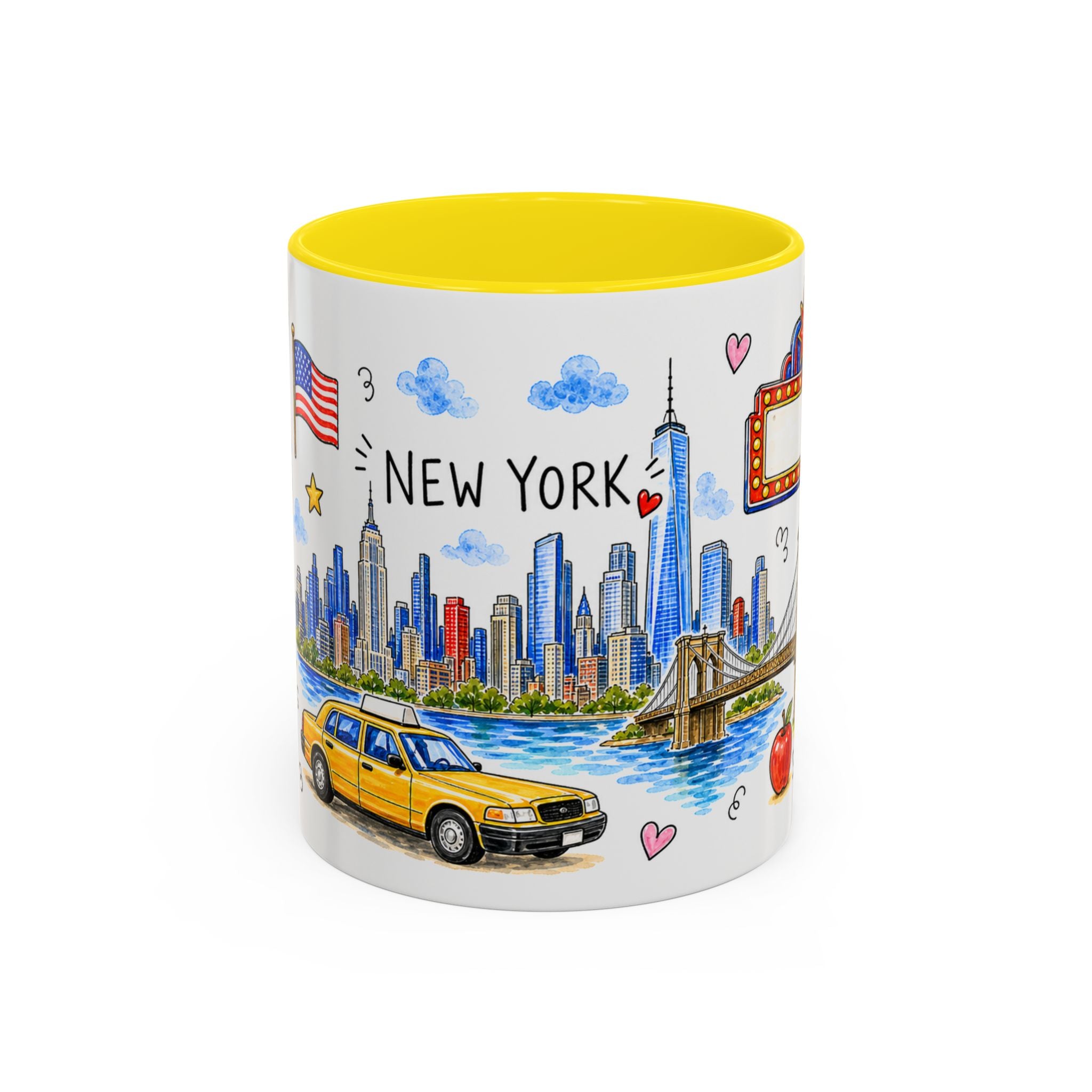 New York City Illustrated Travel Mug | City Souvenir Accent Coffee Mug | 11oz 15oz Ceramic Cup