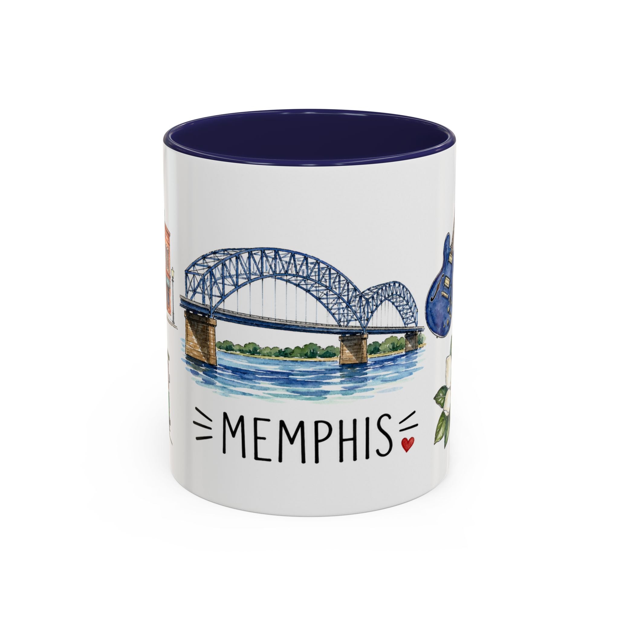 Memphis Illustrated Travel Mug | City Souvenir Accent Coffee Mug | 11oz 15oz Ceramic Cup