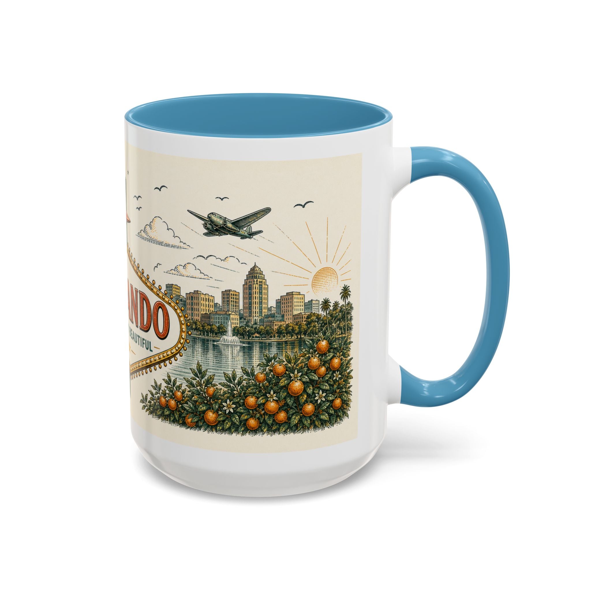 Orlando Coffee Mug | United States Travel Souvenir | Vintage Illustrated City Gift | 11 oz 15 oz Accent Mug