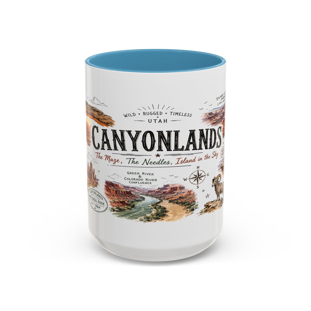 Canyonlands National Park Coffee Mug | Utah Red Rock Desert River Gift | Accent Color Ceramic 11oz 15oz