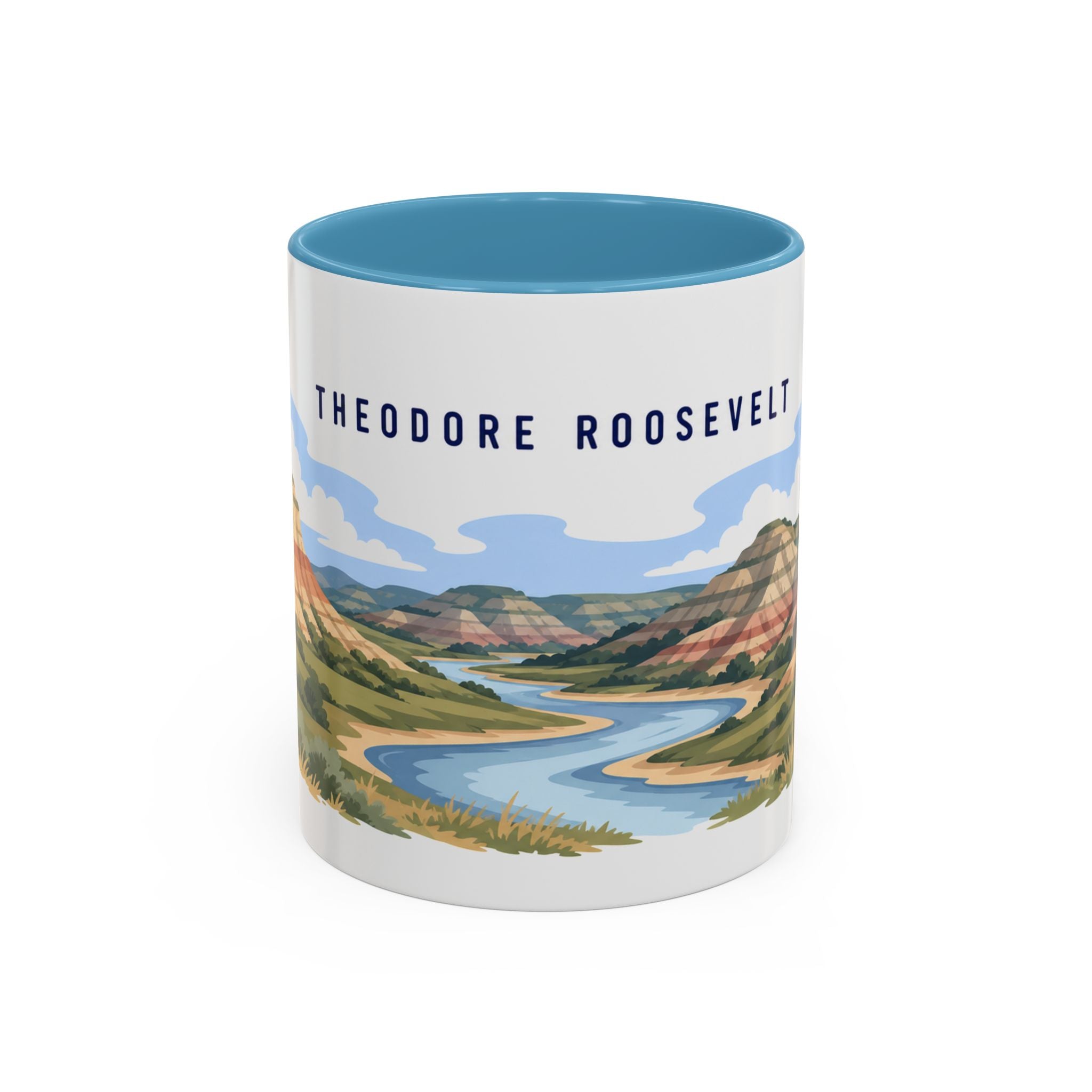 Theodore Roosevelt National Park Coffee Mug | Solid Color Block Park Souvenir | 11oz 15oz Accent Mug