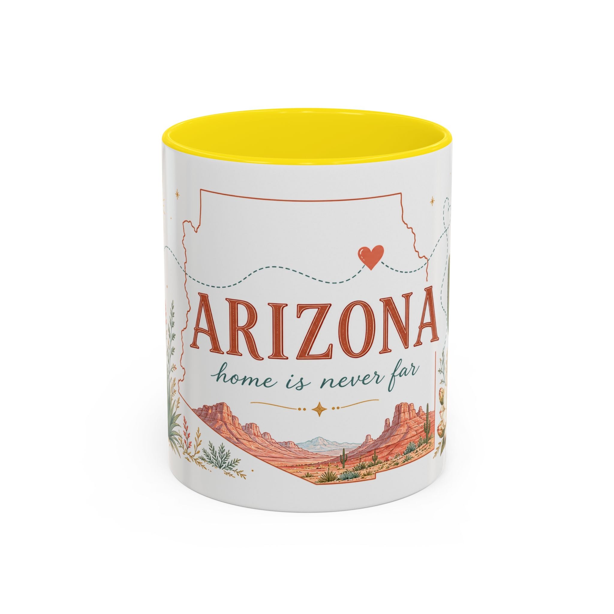 Arizona State Map Mug | Desert Landscape, Botanical Accents, Homesick Gift