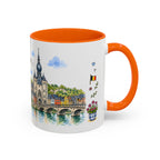 Dinant Illustrated Travel Mug | Belgium Souvenir Accent Coffee Mug | 11oz 15oz Ceramic Cup