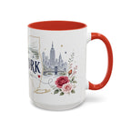 New York State Map Mug | Botanical Rose Accents, Long Distance Friendship Gift